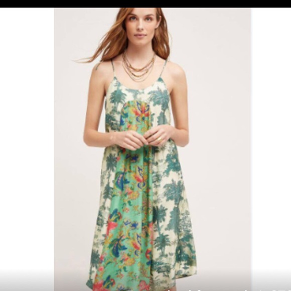 Mauve Dresses & Skirts - Mauve/Anthropology, Green, Blue, White and Pink Floral Midi Dress
